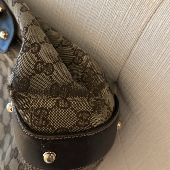 GUCCI Pelham GG monogram canvas horsebit tote shoulder hobo bag tan brown - Picture 5 of 16